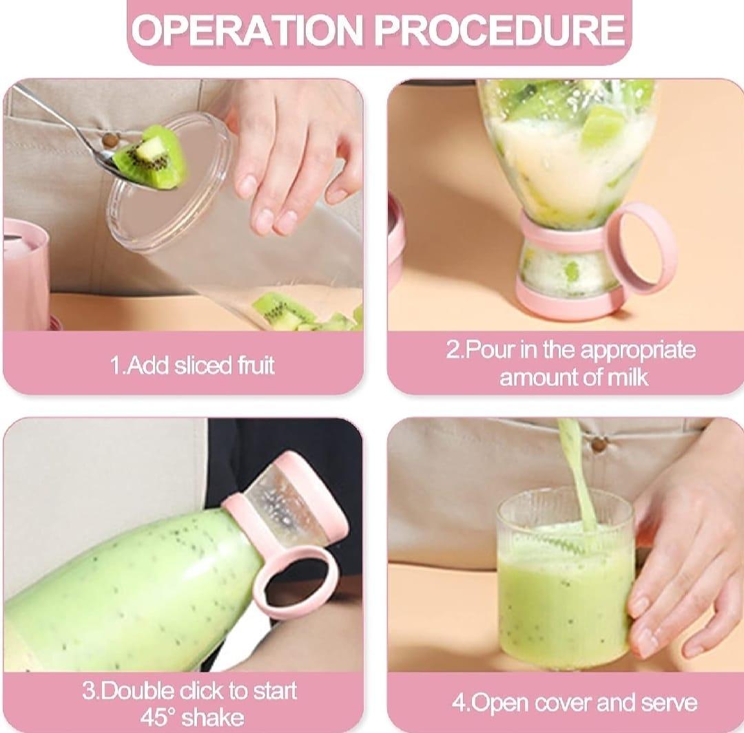 Portable Electric Juicer Bottle 420ml Pink Rechargeable.