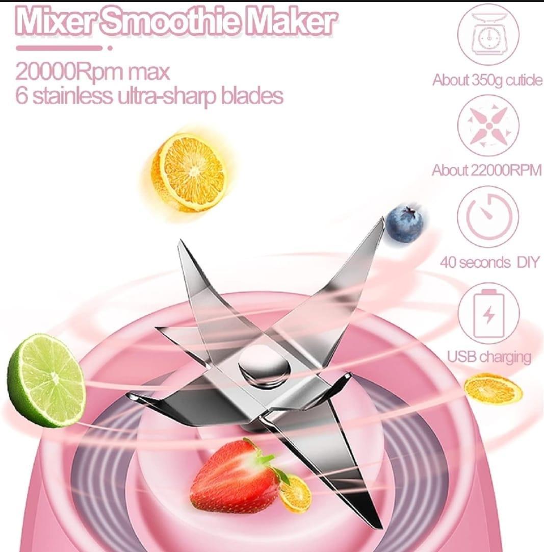 Portable Electric Juicer Bottle 420ml Pink Rechargeable.