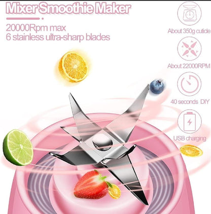 Portable Electric Juicer Bottle 420ml Pink Rechargeable.