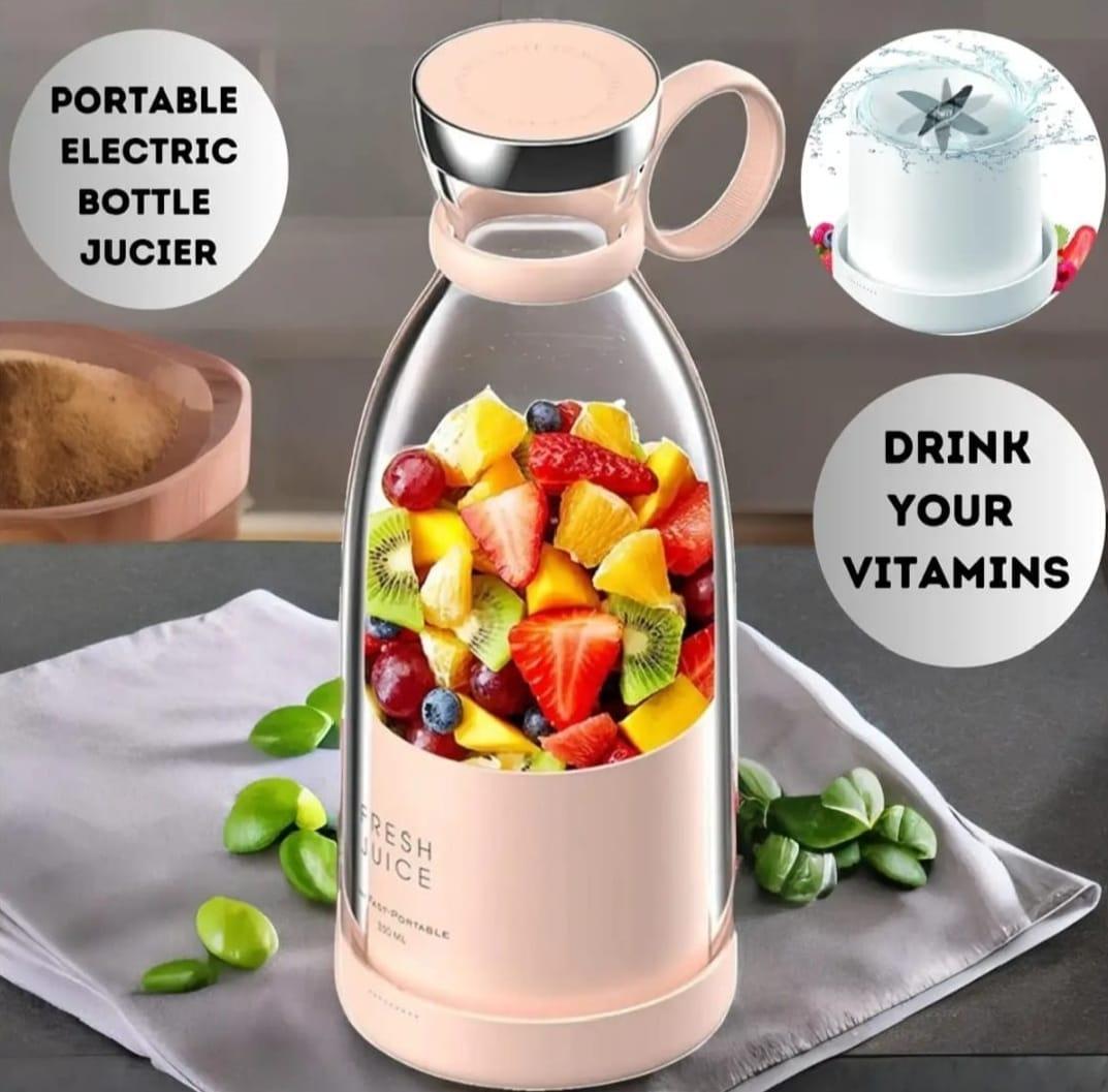Portable Electric Juicer Bottle 420ml Pink Rechargeable.