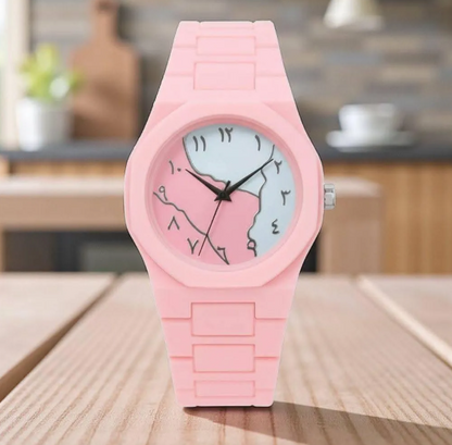 Pink Carbon Fiber Women's Watch with Butterfly Lock